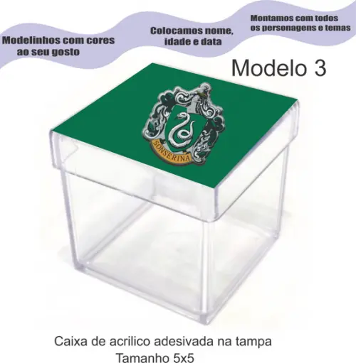 Caixa de Acrílico-brasões Hogwarts