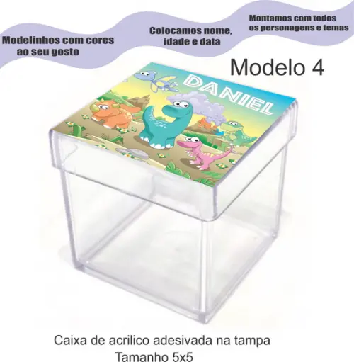 Caixa de Acrílico-dinossauro