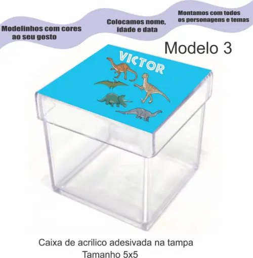 Caixa de Acrílico-dinossauro