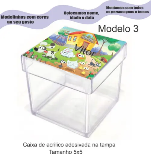 Caixa de Acrílico-fazendinha
