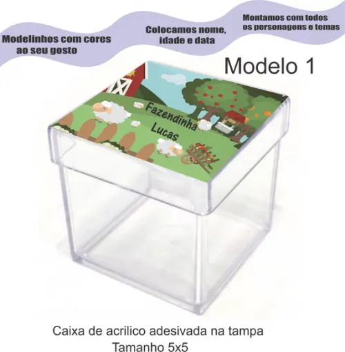 Caixa de Acrílico-fazendinha
