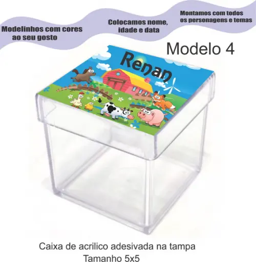 Caixa de Acrílico-fazendinha