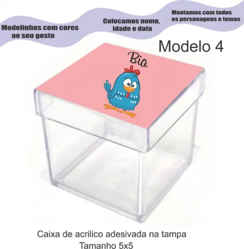 Caixa de Acrílico-galinha Pintadinha