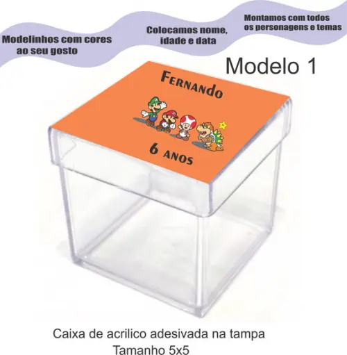 Caixa de Acrílico-mario Bros