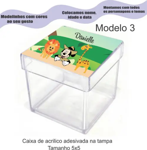 Caixa de Acrílico-mickey Safari
