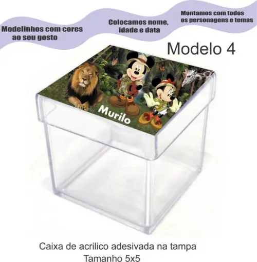 Caixa de Acrílico-mickey Safari