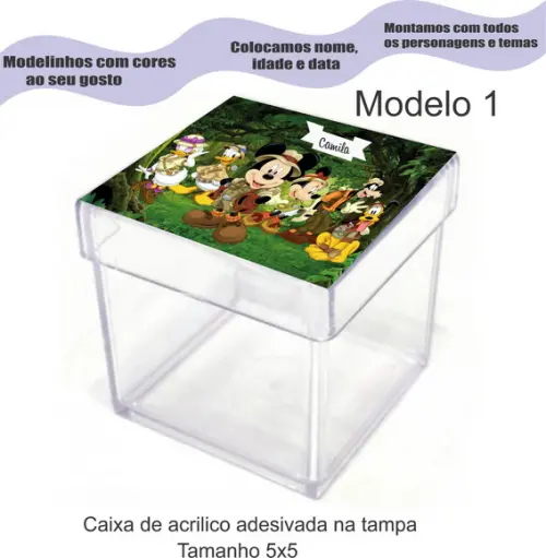 Caixa de Acrílico-mickey Safari