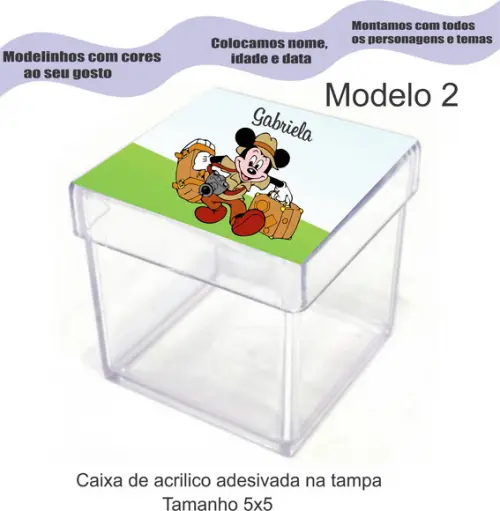 Caixa de Acrílico-mickey Safari