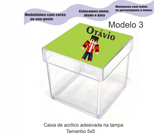 Caixa de Acrílico-minecraft