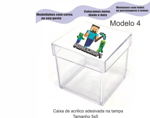 Caixa de Acrílico-minecraft