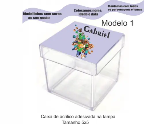 Caixa de Acrílico-minecraft