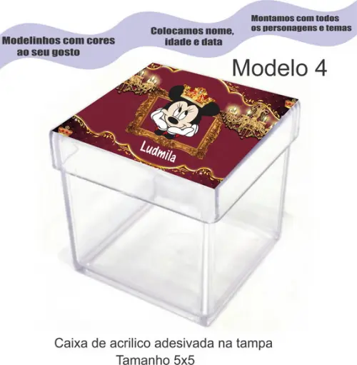Caixa de Acrílico-minnie Realeza