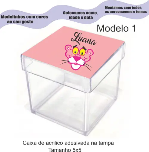 Caixa de Acrílico-pantera Cor de Rosa