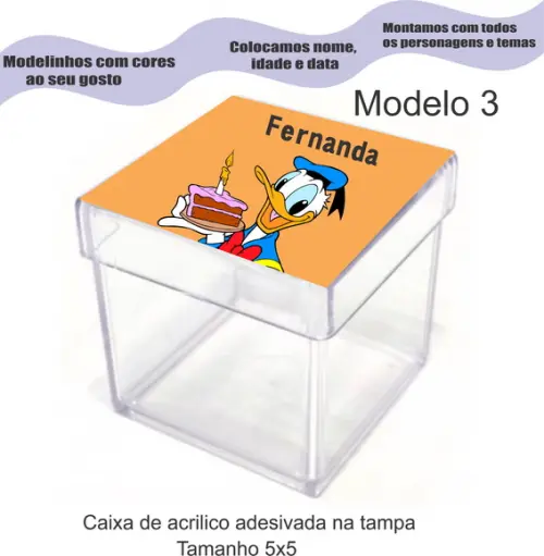 Caixa de Acrílico-pato Donald