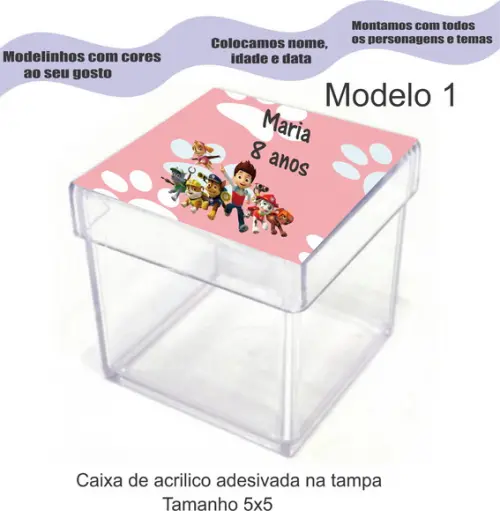 Caixa de Acrílico-patrulha Canina