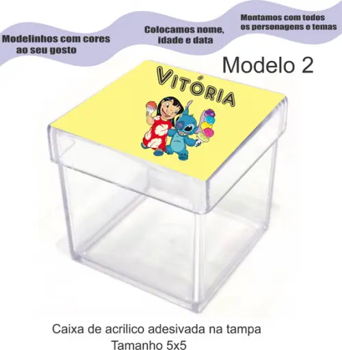 Caixa de Acrílico-stitch e Lilo