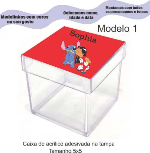 Caixa de Acrílico-stitch e Lilo
