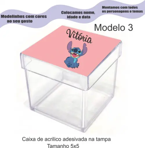 Caixa de Acrílico-stitch e Lilo
