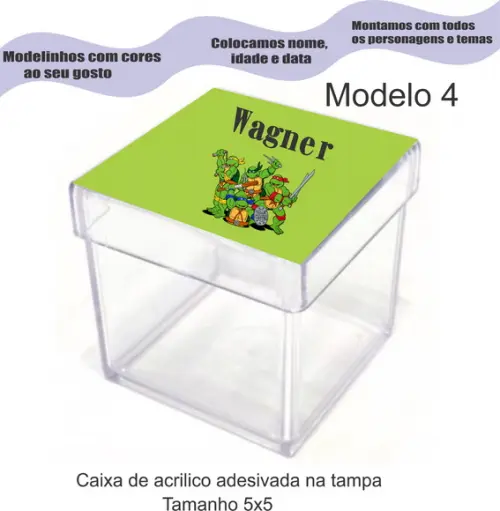 Caixa de Acrílico-tartaruga Ninja