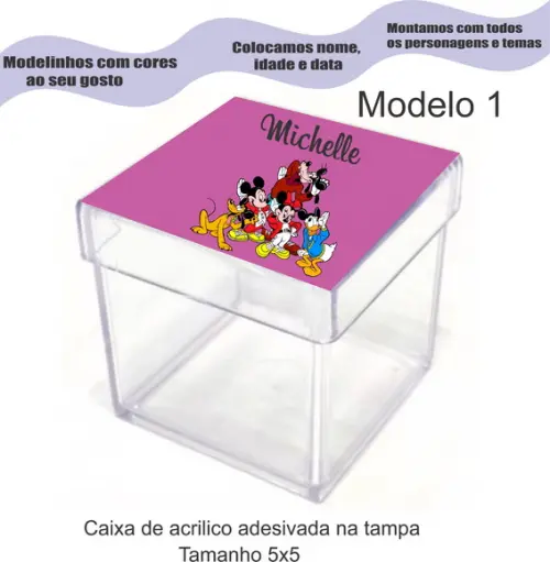Caixa de Acrílico-turma do Mickey