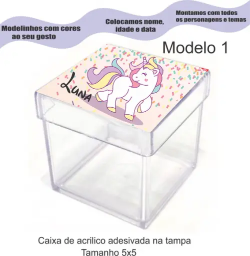 Caixa de Acrílico-unicórnio