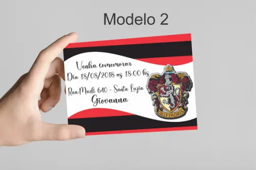 Convite 10x7 - Brasões Hogwarts