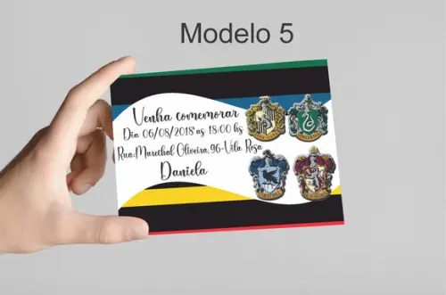 Convite 10x7 - Brasões Hogwarts