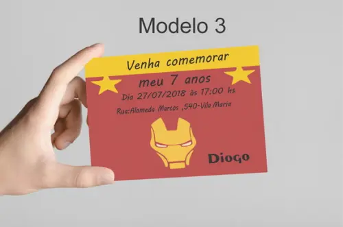 Convite 10x7 - Homem de Ferro