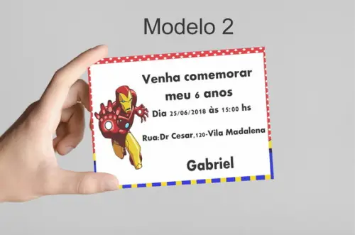 Convite 10x7 - Homem de Ferro