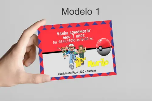 Convite 10x7 - Pokemon