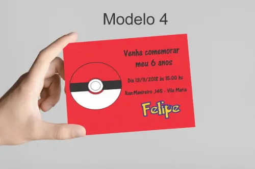 Convite 10x7 - Pokemon