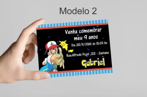 Convite 10x7 - Pokemon
