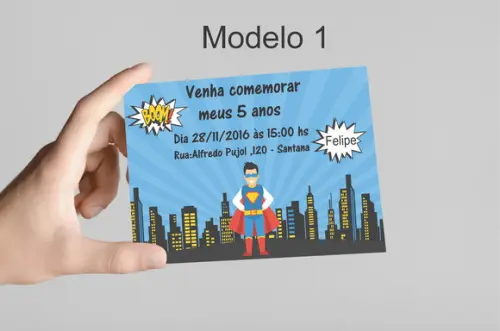 Convite 10x7 - Super Heroi