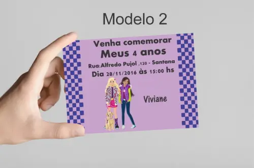 Convite 10x7 -barbie