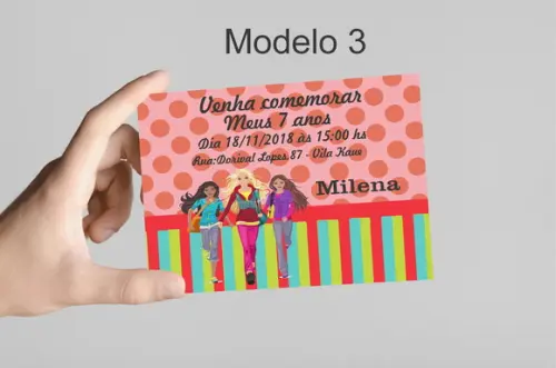 Convite 10x7 -barbie