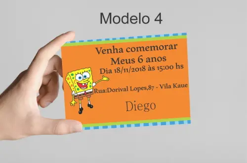 Convite 10x7 -bob Esponja
