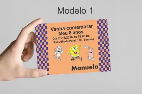 Convite 10x7 -bob Esponja