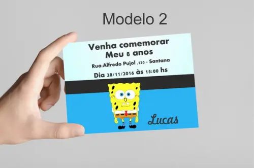 Convite 10x7 -bob Esponja