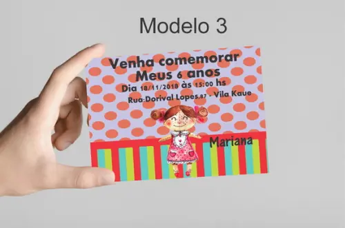 Convite 10x7 -boneca