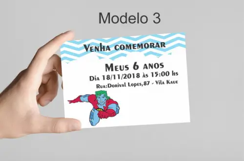 Convite 10x7 -capitão Planeta