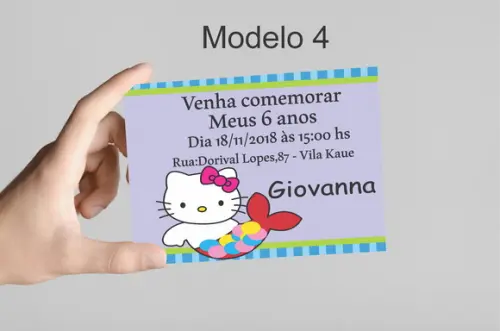 Convite 10x7 -hello Kitty