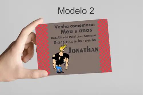 Convite 10x7 -johnny Bravo