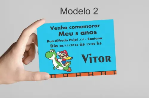 Convite 10x7 -mario Bros