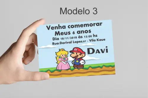 Convite 10x7 -mario Bros