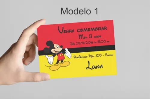 Convite 10x7 -mickey