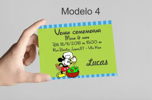 Convite 10x7 -mickey