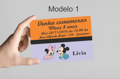 Convite 10x7 -mickey Baby