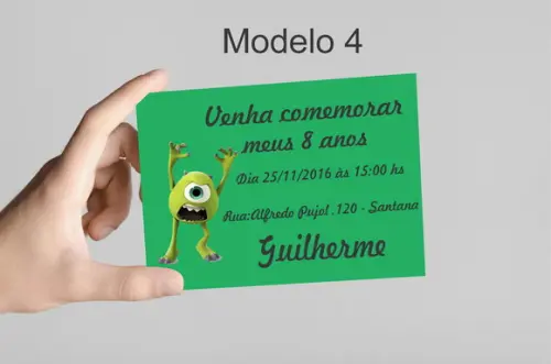 Convite 10x7 -mike Wazowski