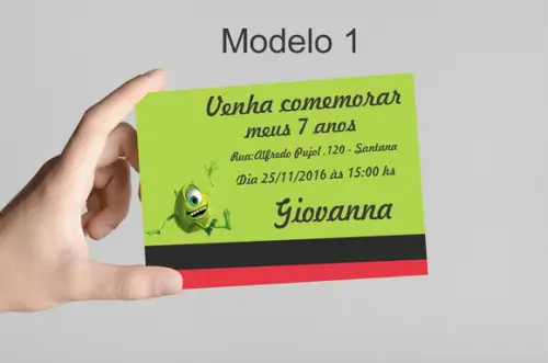 Convite 10x7 -mike Wazowski