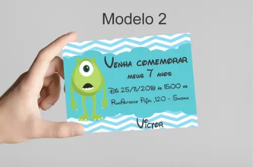 Convite 10x7 -mike Wazowski